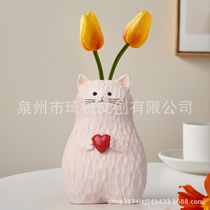 Vase en résine artisanal en forme de cœur pour les amoureux des chats, décoration de style moderne, cadeau - Product Image 3