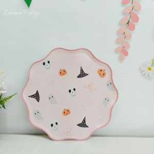 Kit de Fournitures de Fête Damai pour Halloween : Vaisselle Jetable, Assiettes en Carton, Gobelets, Serviettes – Motifs Fantôme et Citrouille - Product Image 3