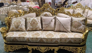 <b>Sofa</b> <b>Set</b> Antique Living Room Furniture Transitional Sectional <b>Sofas</b> Wood Luxury Solid Hand Carved Fabric Apartment Wood Legs - Product Image 6
