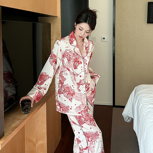 Pijamas de Satén de Alta Calidad para Mujer, Marca TKS, con Mangas Largas y Pantalones Largos, Conjunto de Pijama para Dormir - Product Image 3