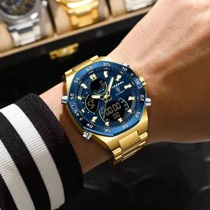 Montre homme POEDAGAR E101, mode, étanche, lumineuse, affichage de la date et du jour de la semaine, affichage numérique à double fuseau horaire, quartz électronique. - Product Image 2