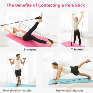 Home Workout Yoga Pilates Bar Kit, <span class=keywords><strong>2</strong></span> Latex Exercise Resistance Band with Foot <span class=keywords><strong>Loop</strong></span> - Product Image 6