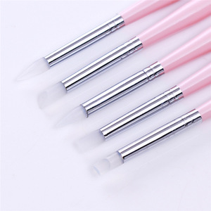 Lot de 5 pinceaux pour nail art, double usage, stylo à points en silicone, pointe en caoutchouc, stylo à découper, fournitures de manucure pour salon - Product Image 4