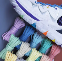 Sepatu Kasual Basket Tali Sepatu Oval Warna Hitam Putih Biru Warna-warni Lebar 0.6cm