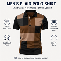 Erkek Nakışlı Düz Örme Kısa Kollu Nefes Alabilen Hızlı Kuruyan Günlük Esnek Kumaş Slim Fit İş Golf Üstü Cepli Çok Amaçlı