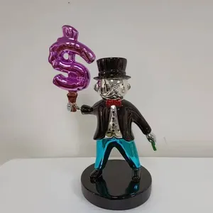 Venta al por mayor de estatuas de animales de dibujos animados estilo Pop Art, figuras de resina de hombre rico en forma de esculturas de <span class=keywords><strong>Monopoly</strong></span> para decoración <span class=keywords><strong>del</strong></span> hogar. - Product Image 1