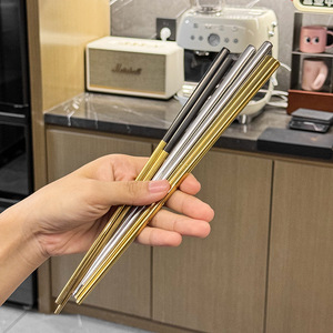 Baguettes en acier inoxydable 304, design carré, poli miroir, style simple, pour usage domestique et en restaurant - Product Image 4