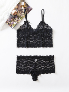 Ensemble soutien-gorge sexy en dentelle pour <span class=keywords><strong>femme</strong></span>, respirant, à maintien moyen, body taille haute, <span class=keywords><strong>sous</strong></span>-vêtements avec coussinets amovibles, <span class=keywords><strong>jupon</strong></span>, pyjama, grande taille - Product Image 3