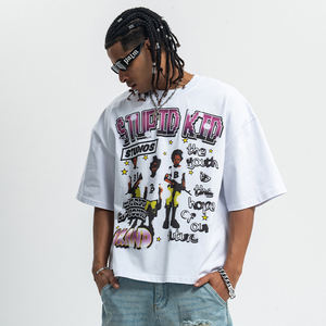 T-shirt court en coton de luxe, coupe ample, imprimé numérique personnalisé, lourd, respirant, uni, fabriqué par le fabricant - Product Image 4