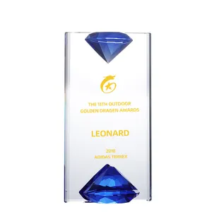 Großhandel 3D Crystal Laser Engravable K9 Crystal Diamond Shape Trophy Award