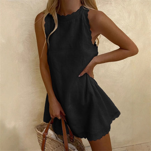 Vestido Casual para Mujer 2026, Estilo Europeo Americano, Sexy, Color Sólido, Sin Mangas, Holgado, con Encaje, Dulce, para Comercio Exterior Transfronterizo - Product Image 6