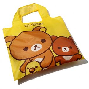 Cute Cartoon Rilakkuma Bear <b>Big</b> Foldable Reusable Shopping Bags Folding Shopper Bag Eco Grocery Bag Women Kids Tote <b>Handbag</b> - Product Image 5
