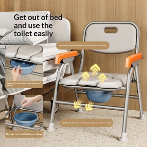 <strong>Shower</strong> Seat Toilet <strong>Chair</strong> Folding Portable Toilet <strong>Elderly</strong> People Suitable Both Bathing Bathroom Use Capacity 150 Kilograms - Product Image 2