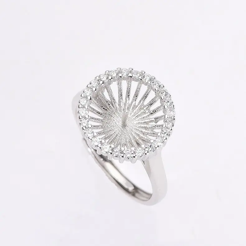 SSR190 Zirkoon Grote Parel Sieraden Bevindingen 925 Sterling Zilveren Ring Leeg Instelling Voor Cabochons