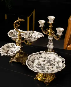 China Herstellung Luxus Home Decor Zwei Porzellan Lagerung Lebensmittel Snack Einzigartige Keramik Obstschale Für Hotel Wohnzimmer Dekor