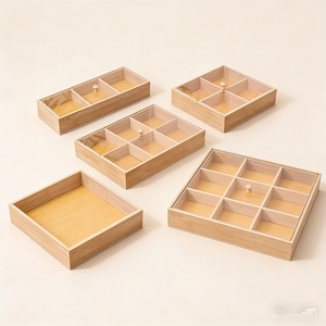 Caja de Almacenamiento de Alimentos Cuadrada Clásica de Madera con Bandeja para Pan, Dulces, Frutas, Nueces, Incluye Tapas, Soporte y Plato - Product Image 4