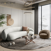 Sofá seccional moderno de lujo en forma de C blanco nórdico de alta calidad, muebles para el hogar, sofá Boucle curvo para sala de estar