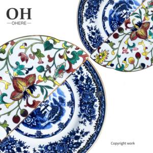 Ohere Moderne leichte Luxus Bone China Teller Weißmarmor Gold Rand Keramik Porzellan Party Teller Abendessen Set für Zuhause & Hochzeit Gericht - Product Image 4