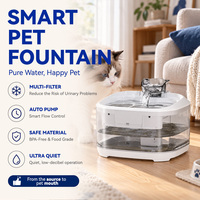 Fontaine à eau pour animaux de compagnie de 3,2 L, distributeur d'eau intelligent pour chat avec filtre multi-étapes, pompe à faible bruit, conception de réservoir transparent