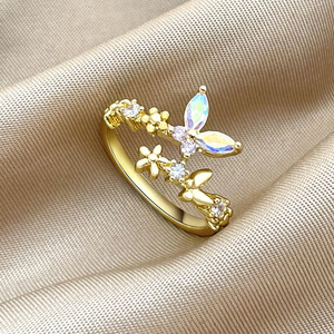 Hot Sale Colorful Butterfly Cubic Zirconia <b>Ring</b> Women Jewelry <b>Open</b> Adjustable Trendy Flower Butterfly <b>Rings</b> - Product Image 2