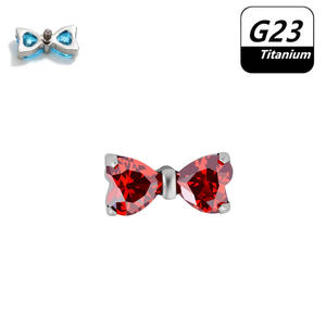 Pendientes de Zirconia 5A Gaby con Lazo, de <span class=keywords><strong>Titanio</strong></span> <span class=keywords><strong>Puro</strong></span>, <span class=keywords><strong>Piercing</strong></span> Labret para Labio con Rosca Interna, Joyería para Bodas - Product Image 2
