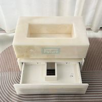Meubles de salle de bain brillants de luxe légers et durables en pierre naturelle lavabo en marbre blanc avec tiroirs
