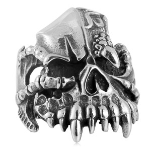 Skull <b>Ring</b> Men's Punk Stainless Steel Blue Gemstone Geometric Design Gift Jewelry 213033 - Product Image 5