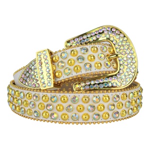 Cinturón brillante <span class=keywords><strong>con</strong></span> tachuelas <span class=keywords><strong>para</strong></span> <span class=keywords><strong>hombre</strong></span>, correa de cuero sintético <span class=keywords><strong>con</strong></span> <span class=keywords><strong>diamantes</strong></span> de imitación, estilo vaquero - Product Image 4