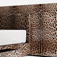 Camas de lujo tamaño King con estampado de leopardo, cama cómoda salvaje Italiana Moderna, muebles de dormitorio de madera maciza para uso doméstico