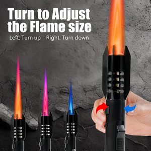 Briquet torche métallique rechargeable écologique en gros, à gaz butane, flamme bleue coupe-vent, pour barbecue et cigarettes, coffret cadeau pour offres promotionnelles - Product Image 4