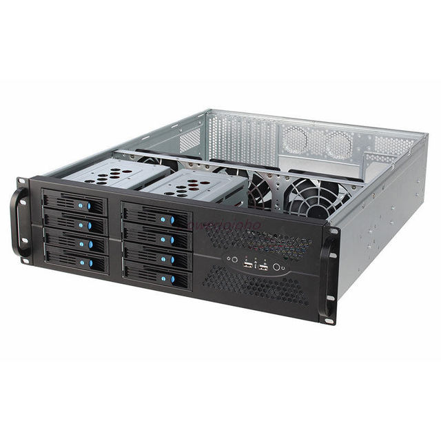 Good Quality 3U Compact Storage Server Chassis 570MM 8 HDD Hotwap Bays Supporting 2u PSU ATX MB Rack Server case