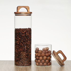 Kín gỗ nắp lọ thủy tinh căn cứ Kẹo & Trà hạt cà phê kín nhà bếp lưu trữ chai kín Canister container thực phẩm - Product Image 4