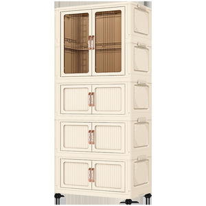 Armario de Almacenamiento de <span class=keywords><strong>Ropa</strong></span> Moderno y Sostenible de Plástico PP a Prueba de Polvo, para Sala de Estar, de Gran Capacidad, 60L, de Pie - Product Image 5