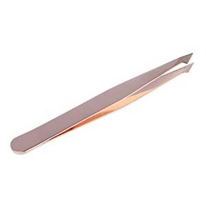 Pince à sourcils en acier inoxydable or rose | Outil de beauté incliné de précision - Product Image 3