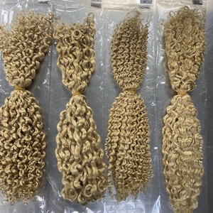 Extensions di capelli umani biondi ricci crespi per intrecciare, senza trama, senza nodi, super double drawn, per trecce all'uncinetto, stile boh<span class=keywords><strong>é</strong></span>mien - Product Image 1
