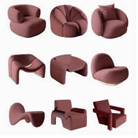 Fauteuils d'appoint inclinables de luxe, design moderne violet-brun, avec pieds en bois, pour appartement, salle à manger, salon, mariage