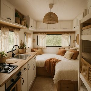 Parure de lit de luxe moderne pour camping-car, 4 pièces, en lin/coton écologique 300 fils, drap-housse doux, court et respirant - Product Image 5