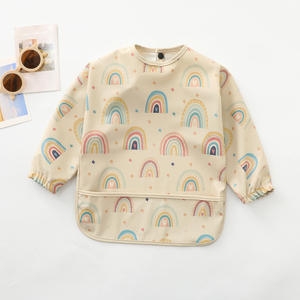 Hot Selling Denmark Polyester Waterproof Long Sleeve Baby Bibs Baby Smock <strong>Apron</strong> for Eating &amp; Led Weaning - Product Image 4