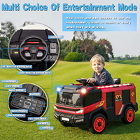 Mobil Truk Pemadam Kebakaran 12V untuk Anak, Dua Kursi, Baterai Isi Ulang, Mobil Mainan Listrik Besar untuk Bayi dengan Remote, Mobil-Mobilan Anak