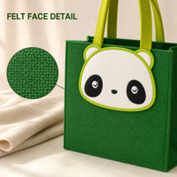 Sac fourre-tout en feutre non tissé personnalisé avec logo OEM, design panda mignon, écologique, sac à main animal de dessin animé personnalisé, cadeau réutilisable