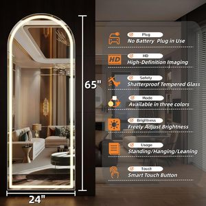 GKMZCGT Full Length Mirror 65x24 Arched LED Lighted Floor Mirror With <b>Stand</b> Modern Design For Home Use - Product Image 2