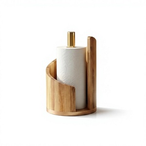 Bamboo Toilet <b>Holder</b> Standing Type Modern Style Durable Bathroom Use with Iron <b>Rod</b> Multifunction for Napkin Tissue <b>Holder</b> - Product Image 1