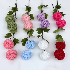 Buquê de flores de seda de crisântemo bola de hibisco artificial de haste única 3 cabeça 7 cabeça para decoração de casamento