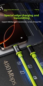 Pd 240W công suất cao sạc nhanh cáp dữ liệu di động hiển thị kỹ thuật số thông minh cho Type-C đến Type-C - Product Image 4