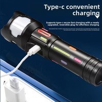 Nouvelle lampe torche LED rechargeable IP55 haute luminosité longue portée ultra-lumineuse pour extérieur, multifonctionnelle avec affichage numérique blanc
