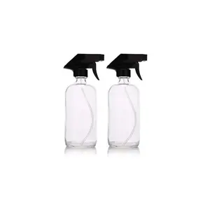 Прозрачные стеклянные бутылки объемом 16 унций с черными форсунками