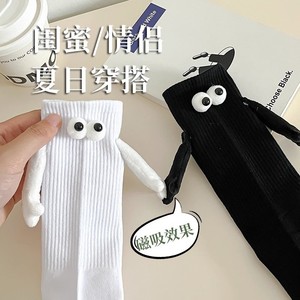 Couple Magnetic Hand Holding <b>Socks</b> Crew Length <b>Breathable</b> Summer Style Women's <b>Socks</b> - Product Image 2