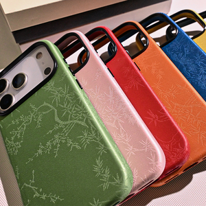 เคสโทรศัพท์หนังลูกพลัมทำจากผ้ามัสลินผ้าไหมโบราณ8สีสำหรับ iPhone 13 14 15 16 17 Pro Max PLUS - Product Image 5