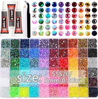 Set Rhinestone Kuku 24-60 Warna Terlaris, Resin AB Berkualitas Tinggi, Permata Datar, Grosir