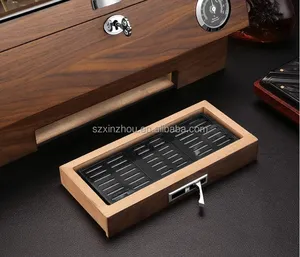 Wholesale Customized Handmade Cigar Humidor Wood Cigar Boxes Manufacturer Cabinet Spanish Luxury Wood Piano Cigar Accessories